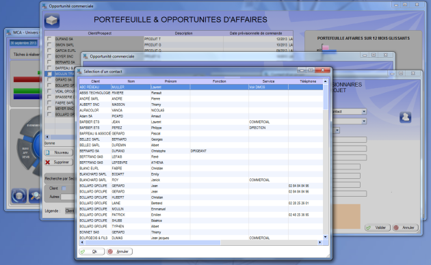 Liste des contacts pour un choix dans le processus de décision