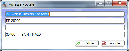 Fenêtre Adresse Postale