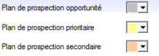 Couleurs de la liste PLAN DE PROSPECTION
